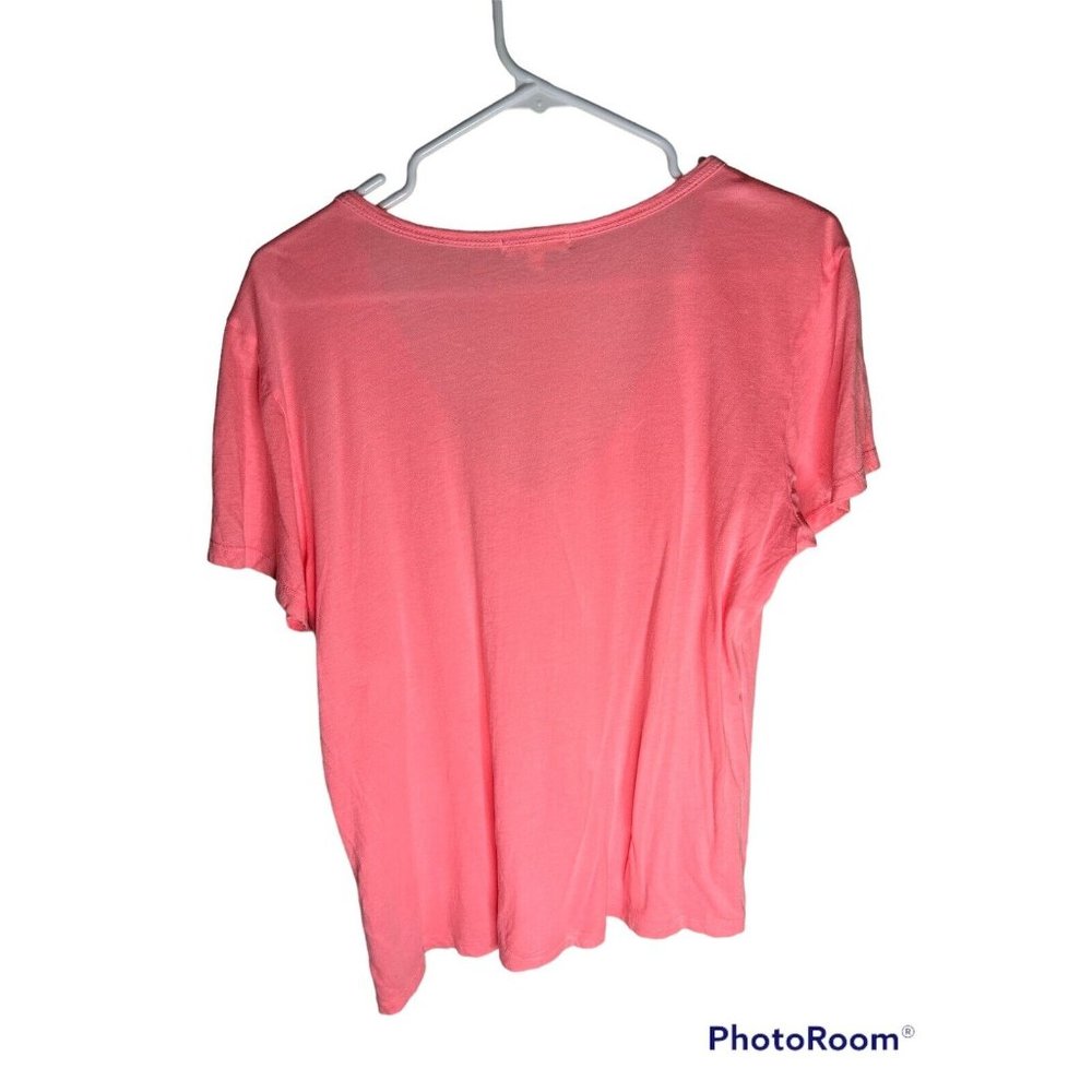 Sundry Nordstrom Basic Tee Womens Size 4 (Large) Pop Peach Scoop Neck Shirt NEW - Picture 2 of 4